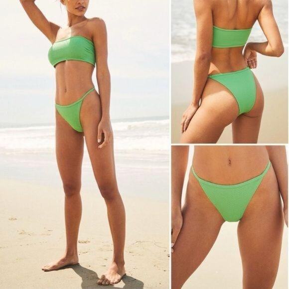 PacSun TWIIN Vice Thin Band Green Bikini Bottom NWT Size L - Picture 2 of 9